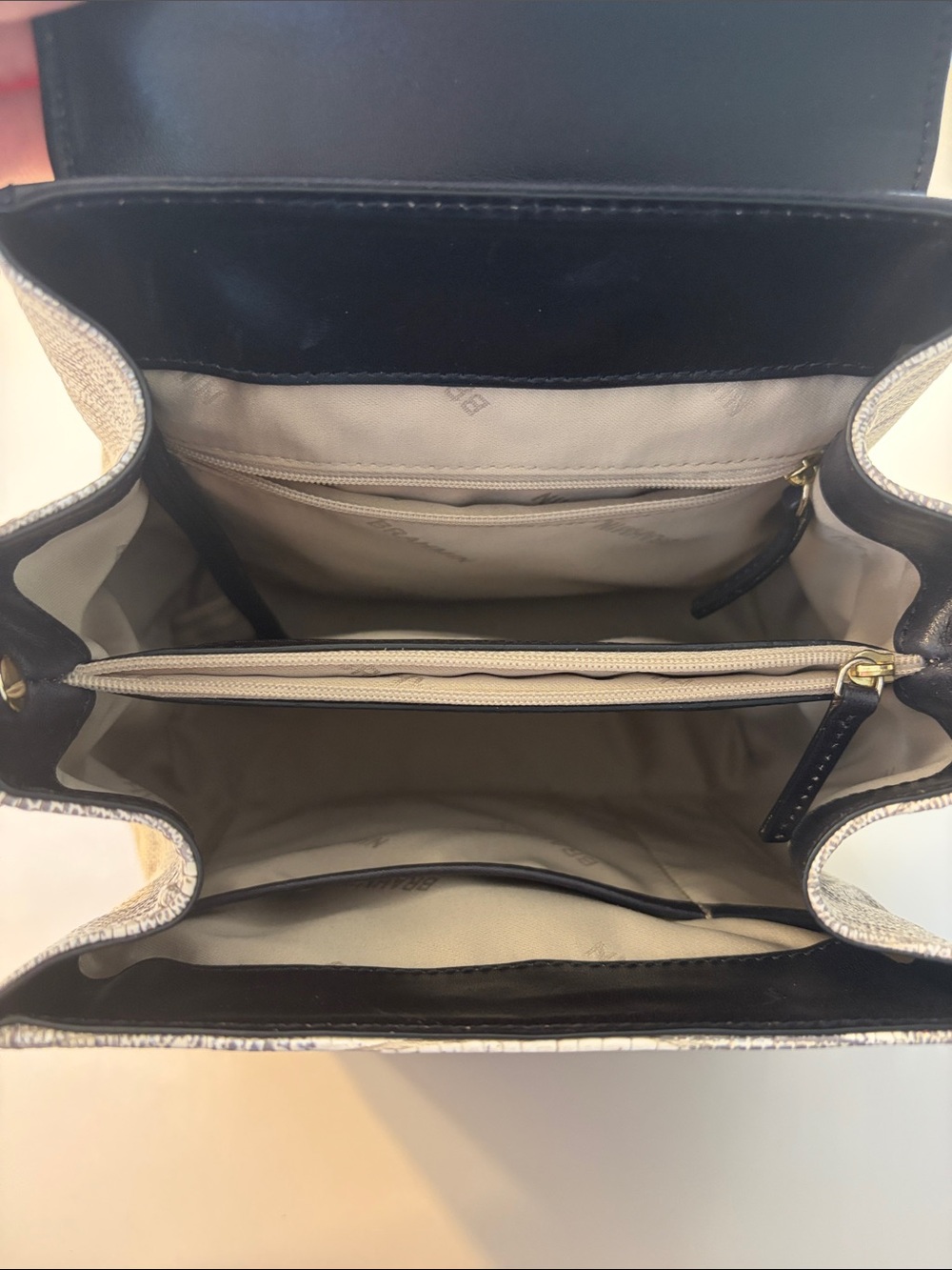 Brahmin Margo Leather Crossbody Bag in Black and White with Gold Hardware - Picture 9 of 9